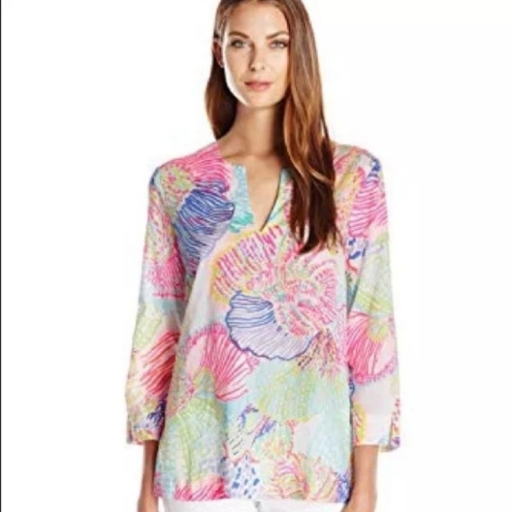 NWT $88 Lilly Pulitzer Size Small Amelia Island Tunic In Multi Roar Of The Seas